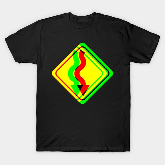 Winding Road Psychedelic Road Sign T-Shirt by TJWDraws